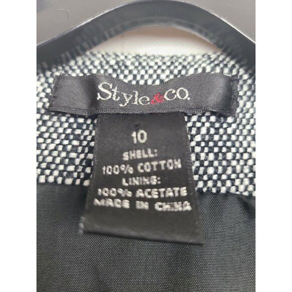 Vintage Y2K Style & Co Womens Crop Jacket Sz 10 Gray One Button Carrier Academia - Picture 4 of 6